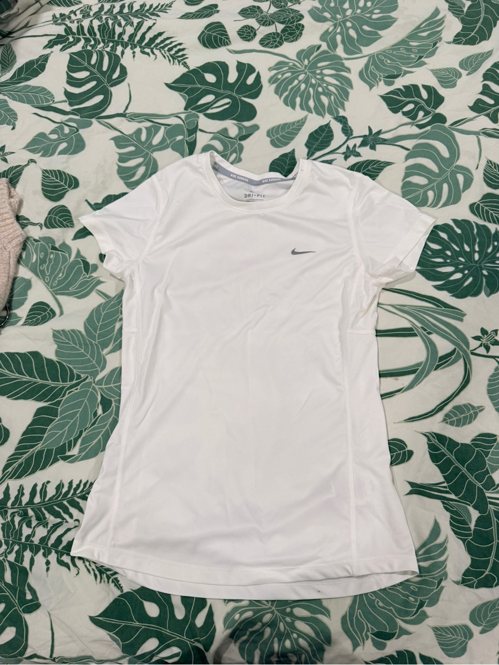 Nike White Dri-FIT Short Sleeve Tee with Gray Swoosh